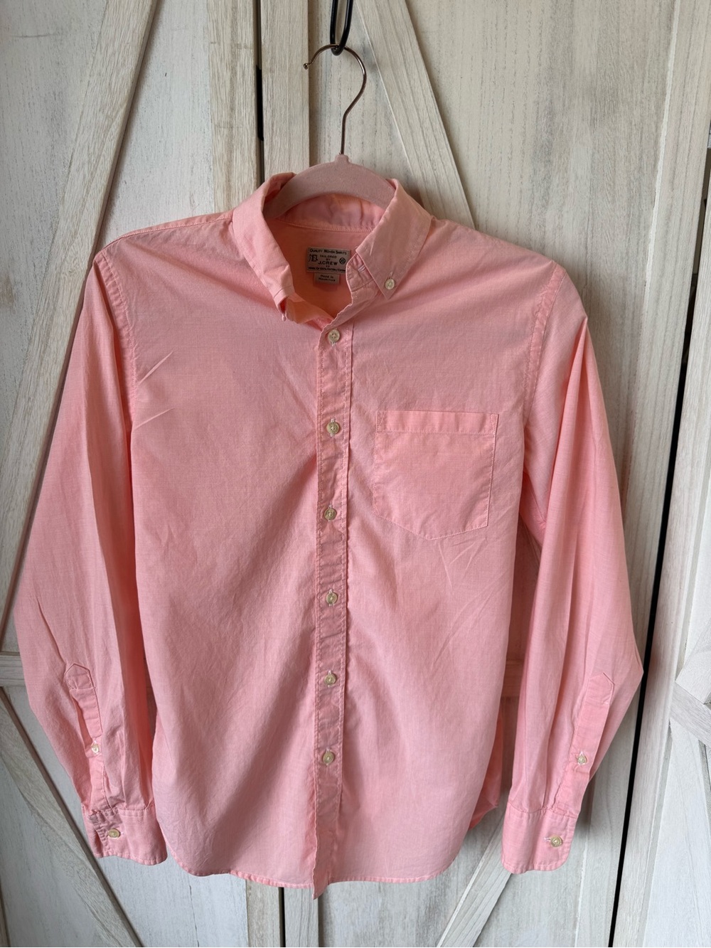 J. Crew men’s tailored Cotton Button-Down long sleeve Shirt in Soft Pink size XS